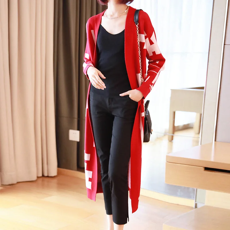 

2019 new Women long sections thick sweater coat Ms. autumn and winter loose long-sleeved knit cardigan