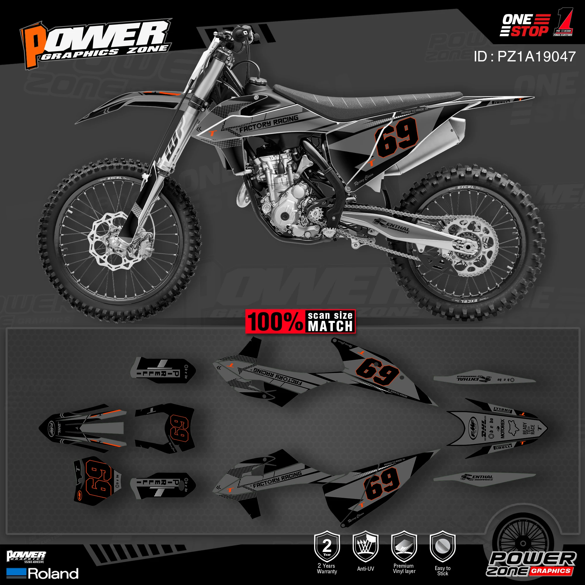 Персонализированные графические фоны PowerZone Team Набор наклеек для KTM SX SXF MX 19-20 EXC XCW