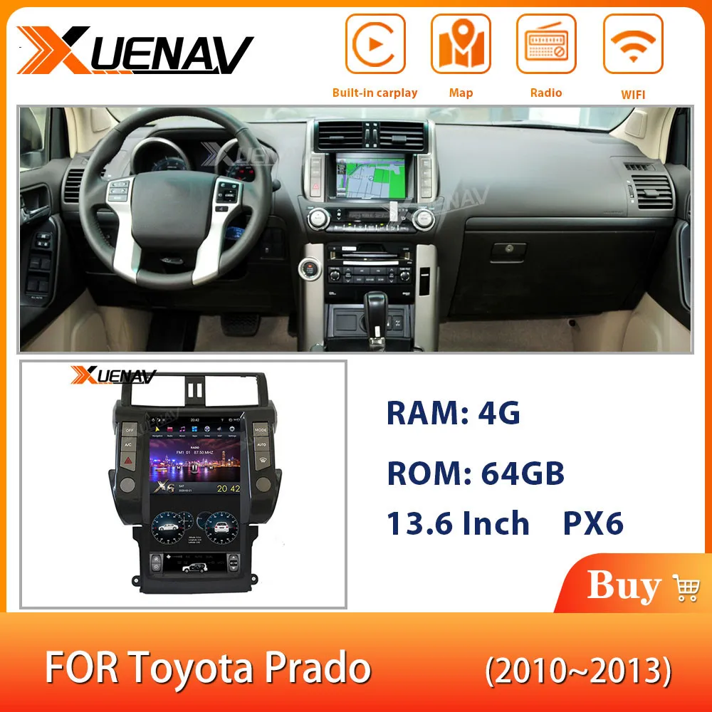 

XUENAV 13.6'' Car Autoradio Player For-TOYOTA Land Cruiser Prado 2010-2013 Android Car GPS Navigation DVD TV WIFI Head Unit