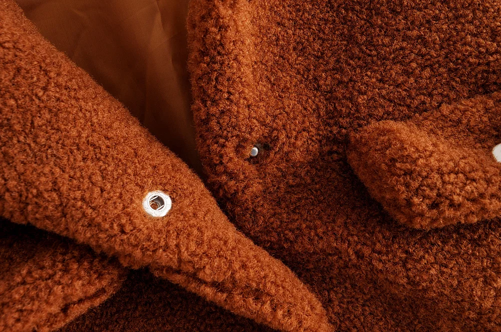 

New Arrival Fashion Women Button Down Fuzzy Jackets Winter Warm Fluffy Fleece Long Sleeve Lapel Coat with Pockets