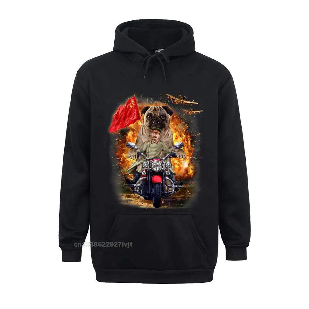 Pug Dog Ride Motorcycle Soviet Union Joseph Stalin Hoodie Cotton Man Tops Hoodie Casual Hoodies Men Summer Oversized