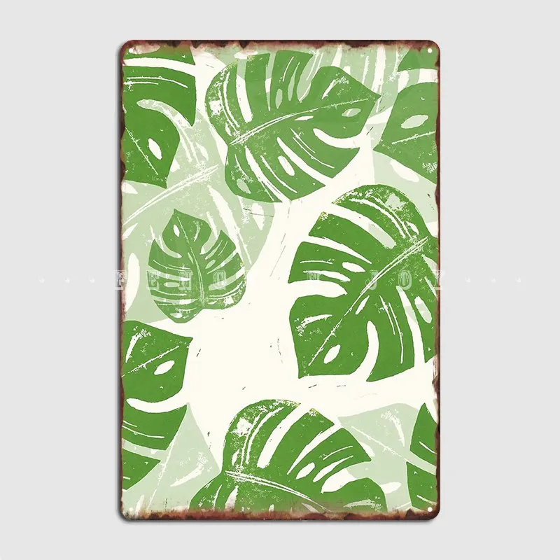 Linocut металлический знак с узором листьев для кинотеатра гостиной паба гаража