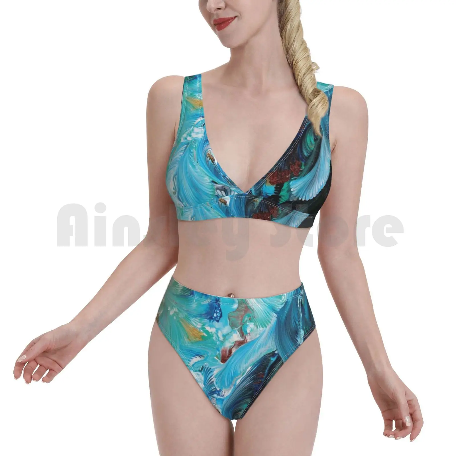 Купальник-бикини без названия с высокой талией Julialyn акриловые картины цепочка