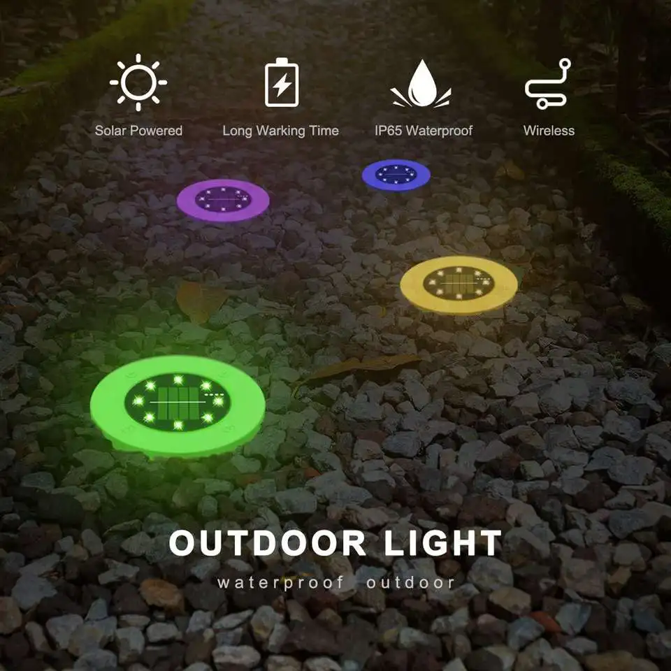 4 шт красочные преобразования RGB Солнечный из нержавеющей стали 8LED наземный
