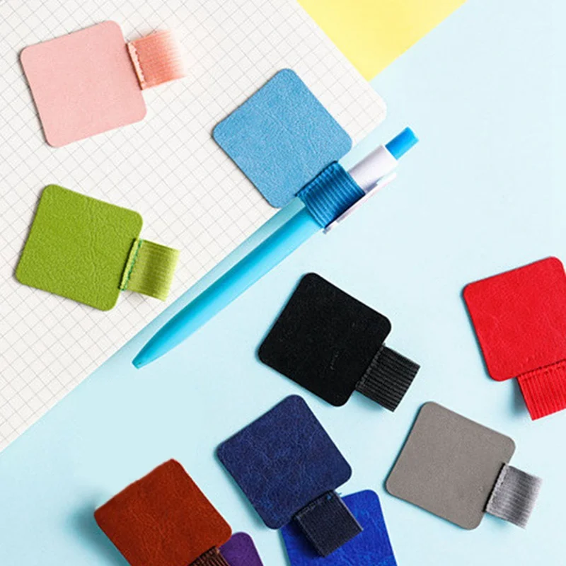 

Kawaii Solid Color Snap Felt Leather Notebook Pen Clips Notebook Pen Holders Accessories Stationery Office 2019 School Supplies