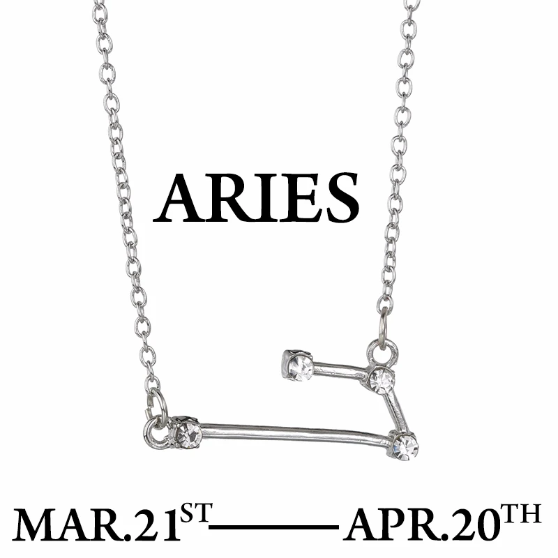 Aries Серебряное ожерелье со знаком зодиака и звездой 12 Созвездие с подвеской, стразы, ожерелье-чокер, подарок на Рождество, день рождения - Окраска металла: Aries