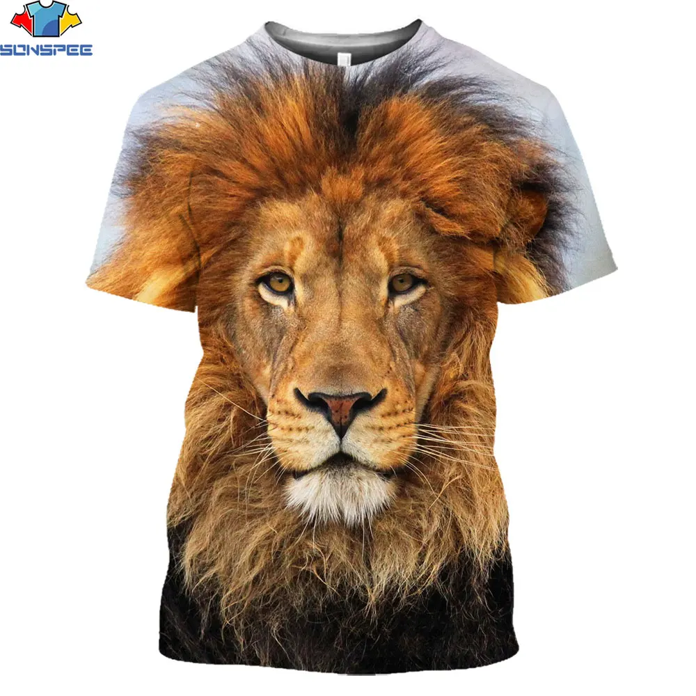 

SONSPEE 3D Grassland Lion T-shirt 2021 summer Unisex Casual Short sleeve Men 3D style Street wear Pullover Clothing