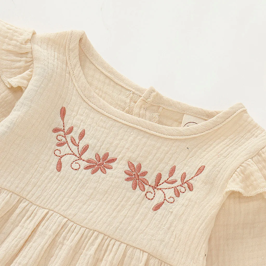 Комбинезон с оборками для маленьких девочек хлопковый льняной комбинезон