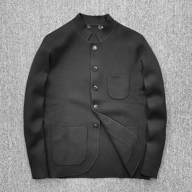 

Men Clothing 2021 Thick Drape Autumn Multi-button Cardigan Stand-up Collar Men's Long-sleeved Sweater