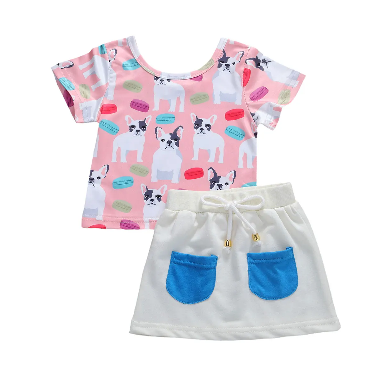 2 шт. футболка с карманами и юбка на бедрах|Комплекты одежды для девочек| |