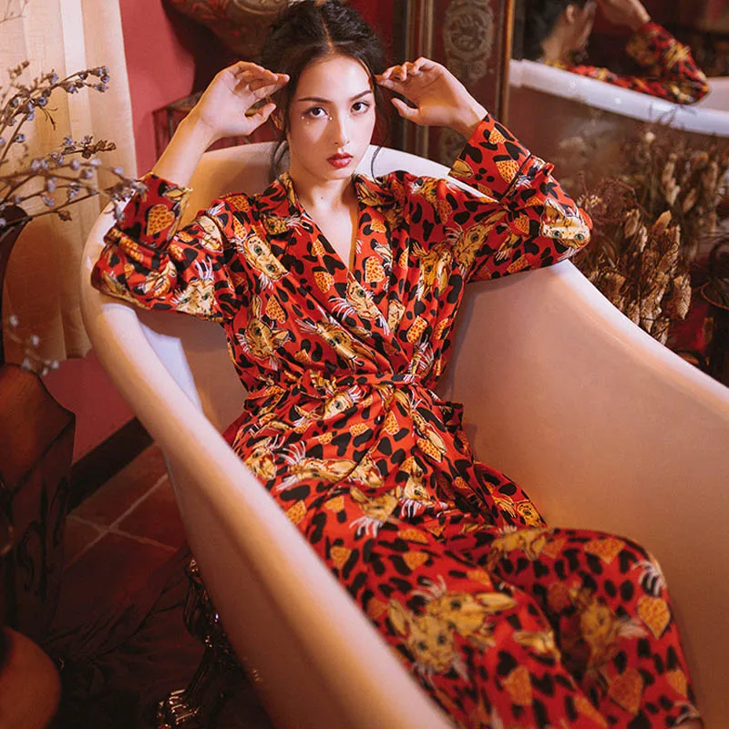 2019 осенние женские пижамные комплекты с принтом кота модный сексуальный