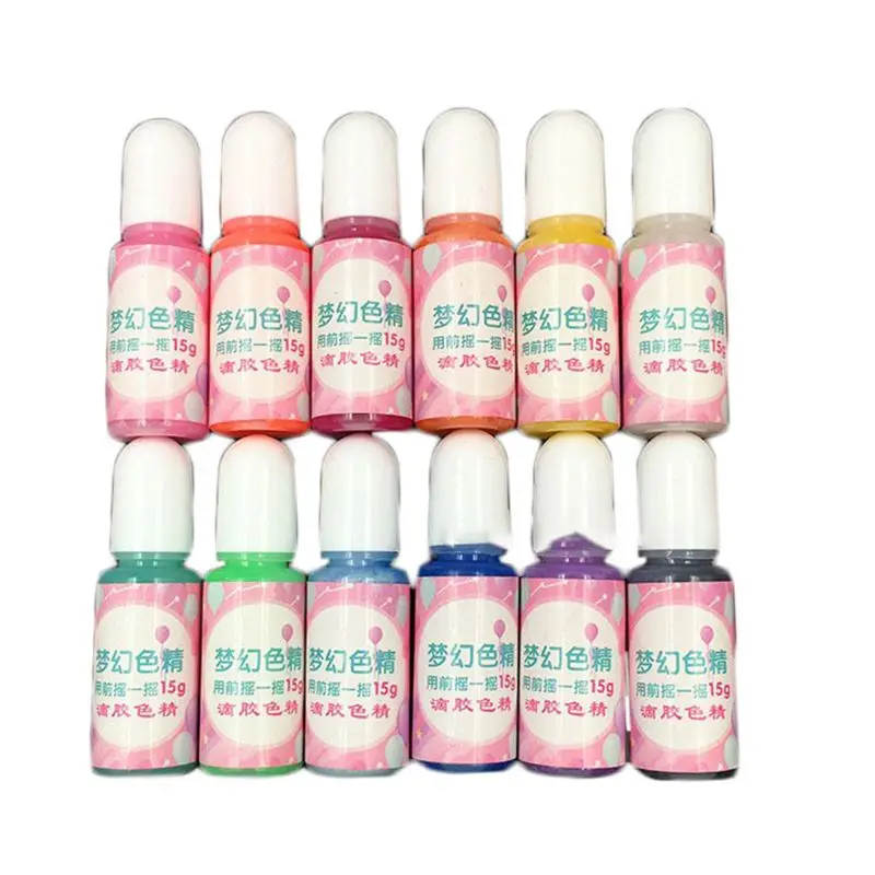 

12 Pcs/set UV Resin Epoxy Pigment Liquid Mixed Color Dye Jewelry Carfts Making