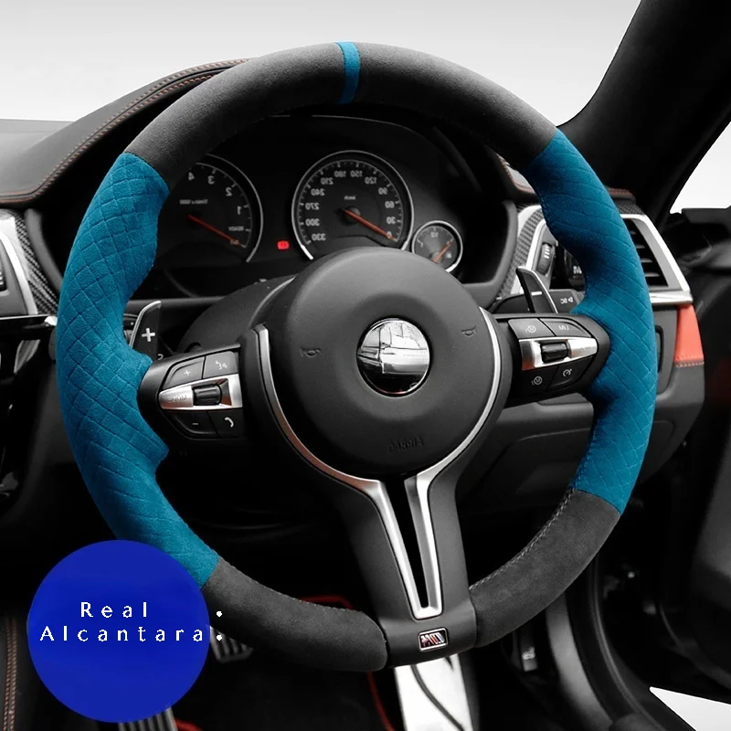 

Real Alcantara Braiding Steering Wheel Cover for BMW M Sport F30 F31 F34 F10 F11 F07 F45 F46 F22 F23 M235i M240i Car Accessories