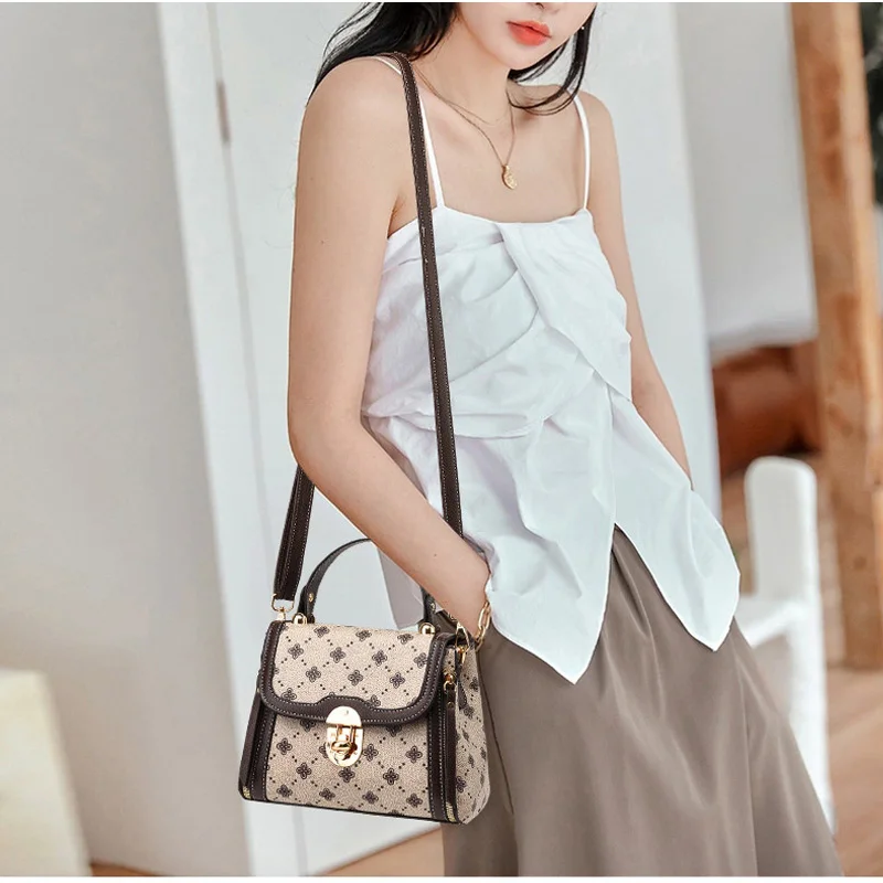 

Luxury Women Leather Shoulder Bag Vintage Printing Designer Female Crossbody For Girls Small Messenger Flap Totes