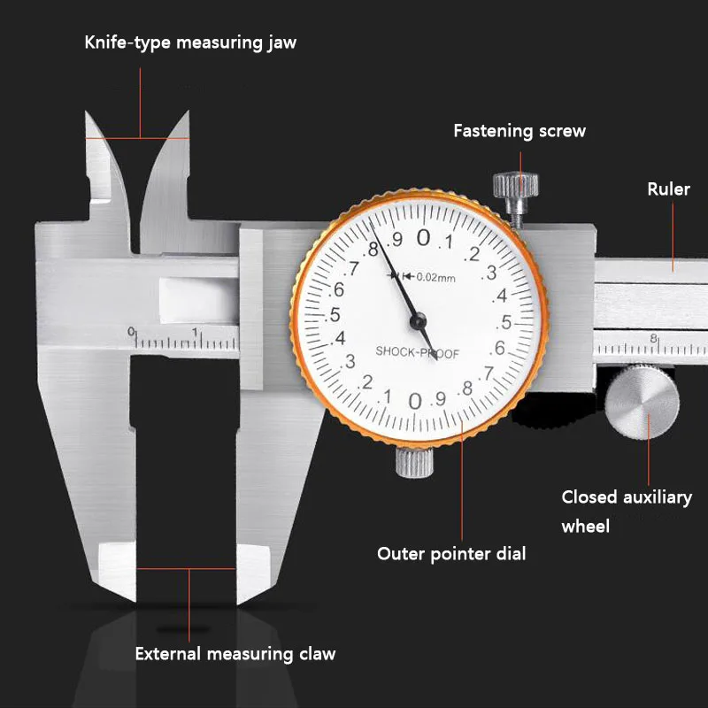 

Two-Way Anti-Vibration Vernier Caliper 0-150mm Metric Gauge Measurement Tool Dial Vernier Caliper Industrial Grade Caliper