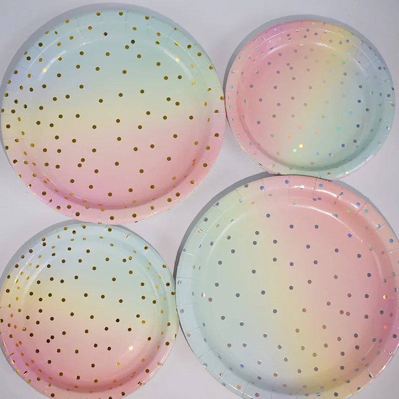 8 шт. Радужная фольга золотые точки единорог украшение для вечеринки блюдо торта