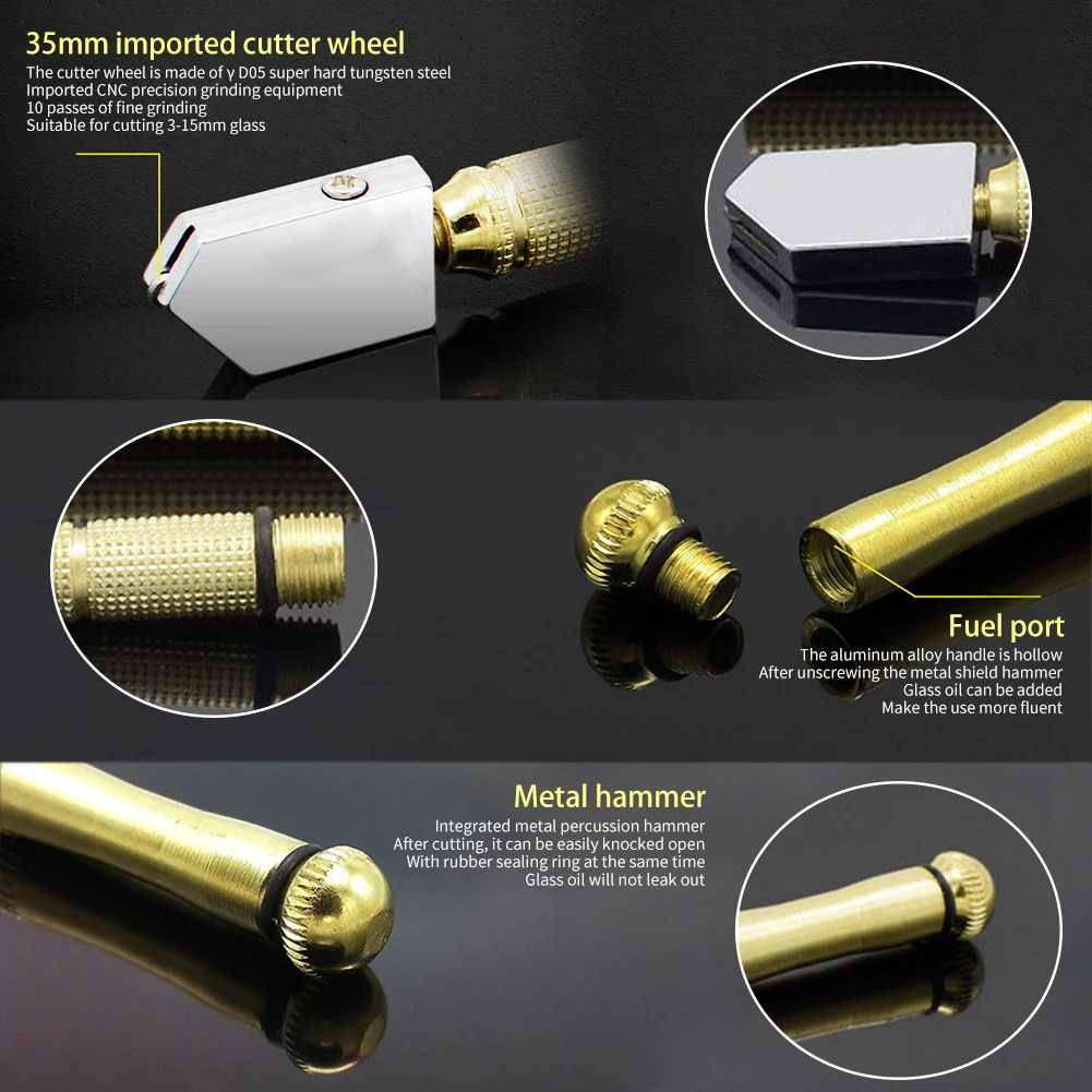 

400mm Circular Glass Cutter Home Suction Cup Rotatable Heavy Duty Professional Hand Tools Adjustable With Round Knob Handle