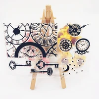 clock key transparent clear silicone stamp seal diy scrapbooking photo album decoration rubber stamp painting template stencils