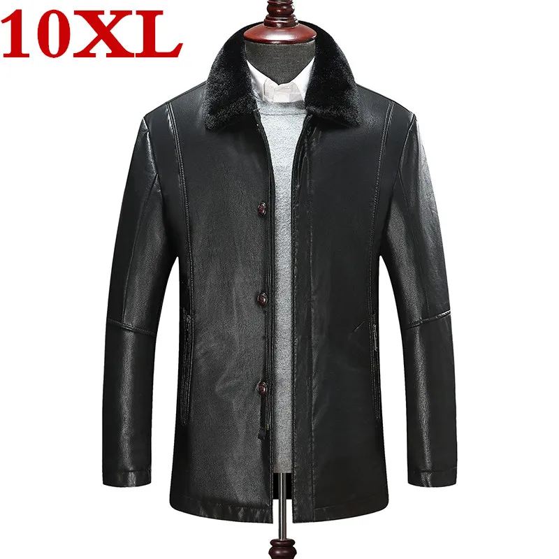 Мужская кожаная куртка из натуральной овечьей кожи с меховым воротником|Куртки