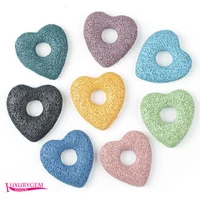 natural multicolor lava rock stone loose beads high quality 48mm heart shape diy gem jewelry pendant making bead wk435