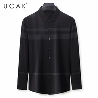 ucak brand long sleeve shirts men clothing turn down collar streetwear shirt pull homme spring autumn new striped clothes u6104