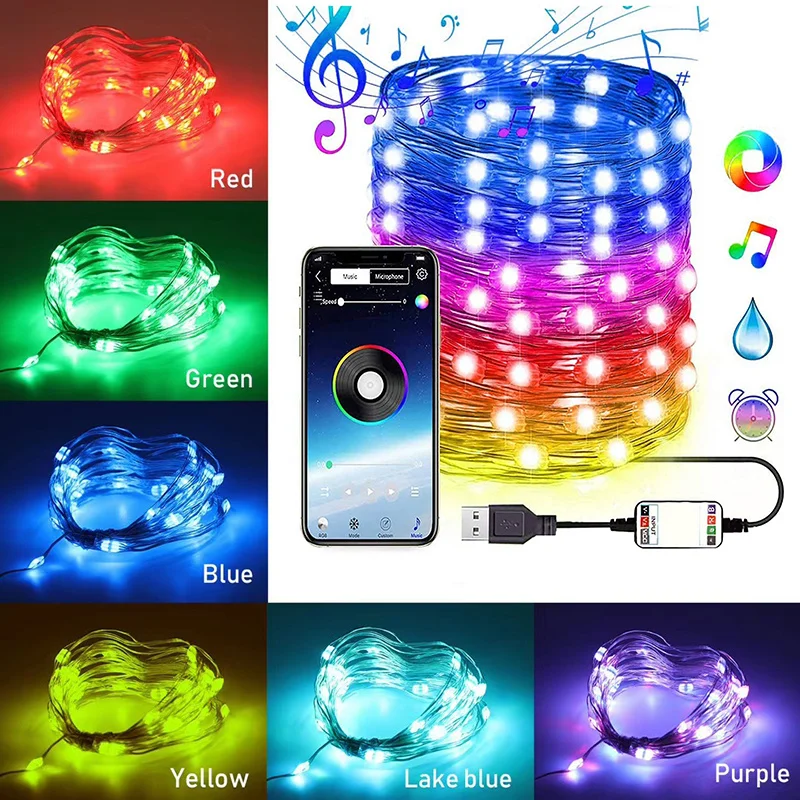 

20M LED Bluetooth String Lights USB Christmas Tree Decoration Remote Control Fairy light Wedding navidad Garland New Year Decor