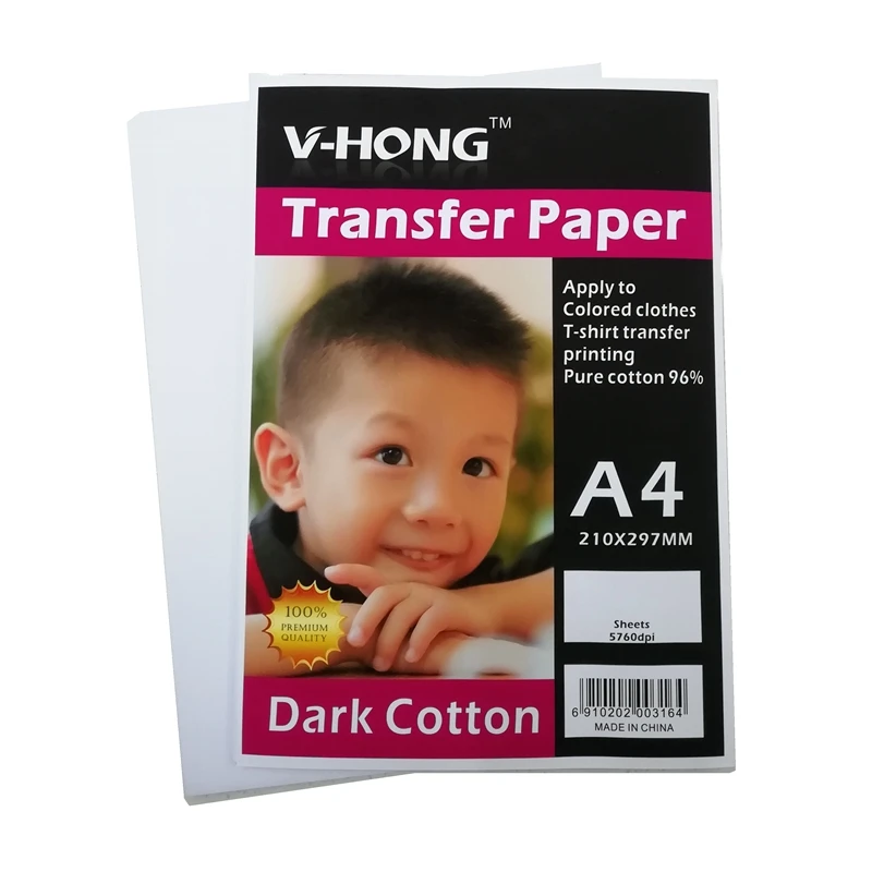 Футболка переводная бумага для темной ткани 100% хлопок печать с пигментными