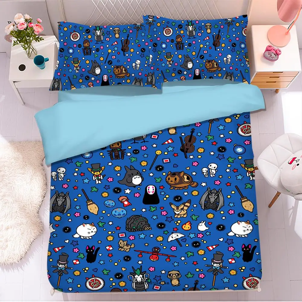 

Popular Anime Totoro 3D Bedding Set Duvet Covers Pillowcases Comforter Bedding Sets Bedclothes Bed Linen Totoro bedding sets 07