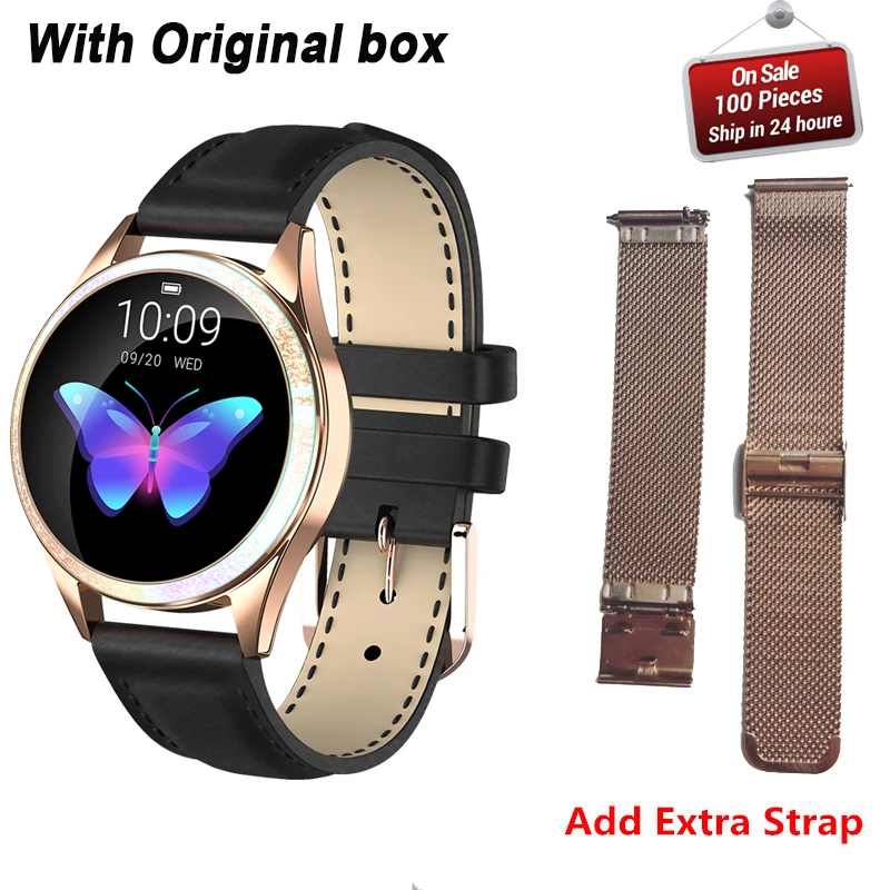 add extra strap KW20 женские Смарт-часы, модный прекрасный браслет, монитор сердечного ритма, мониторинг сна, умные часы для IOS Android PK H8 S3 KW10, ремешок - Цвет: add extra strap