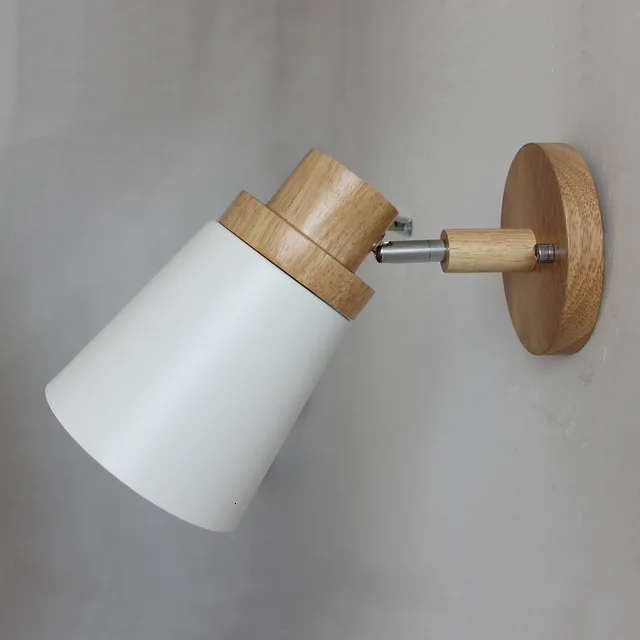 Простой белый Железный деревянный настенный светильник для магазина спальни