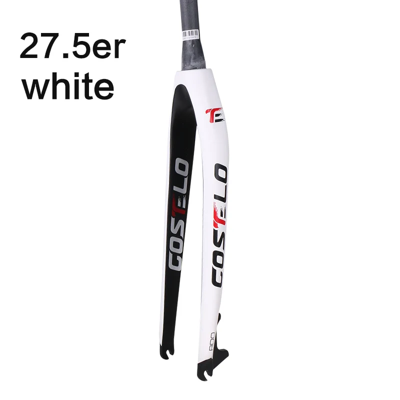27 5er white Costelo углеродного волокна Вилка для горного велосипеда 26er 27.5er 29er 650B горных велосипедов жесткая вилка, части велосипеда велосипедный дисковый тормоз quick release - Цвет: 27 5er white