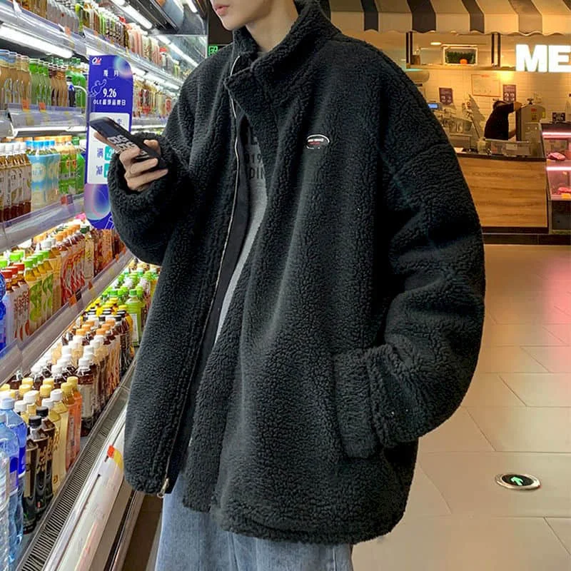 

Lamb wool coat men's plus velvet thick winter padded jacket Korean warm cotton bubble coat chaqueta de los hombres puffer jacket