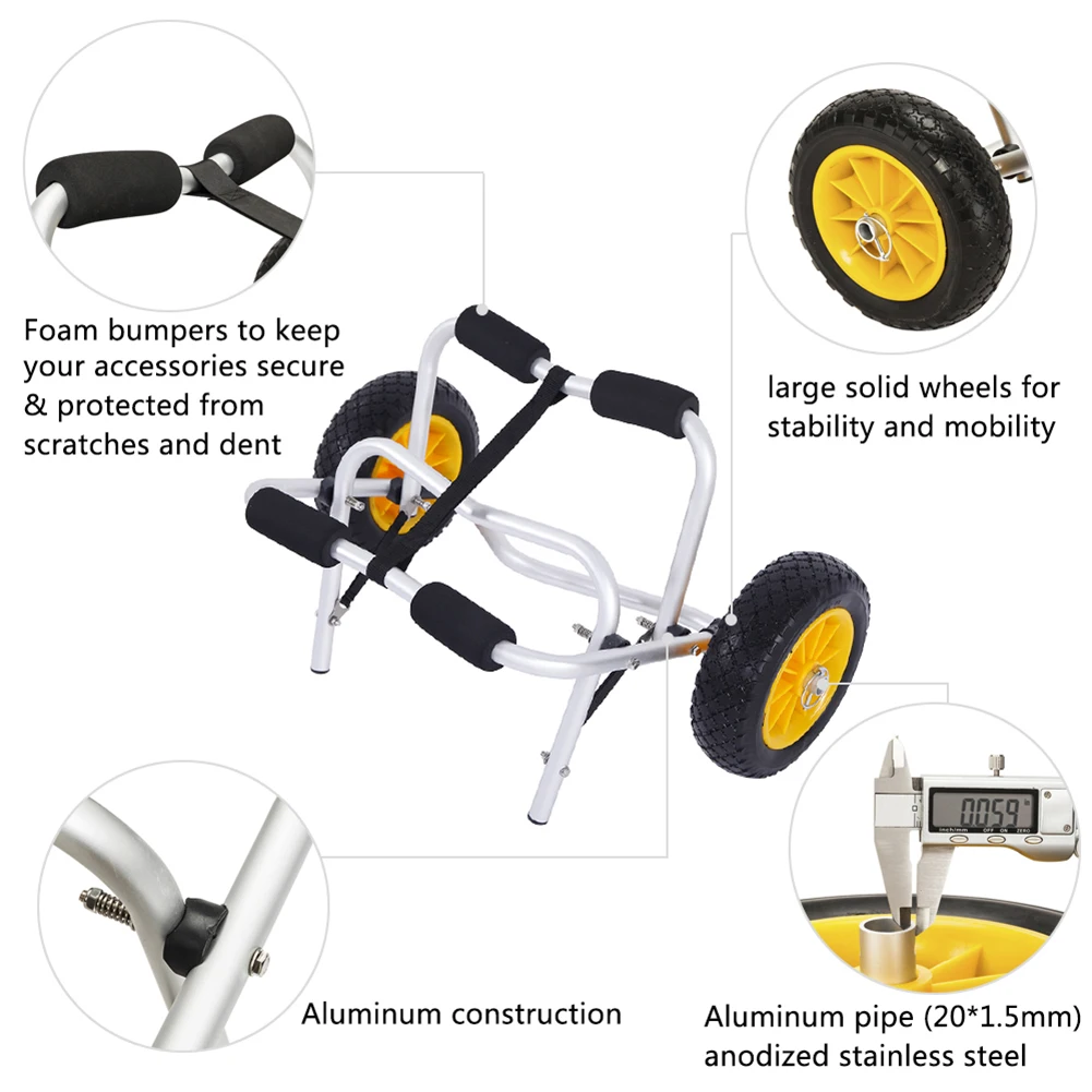 

1.5MM Plug Pin Aluminum Alloy Canoeing Trailer Cart Save energy daily work Convenient Garden Carts beach Carts