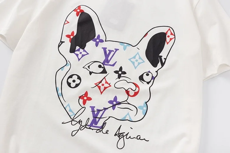 

New luxury casual men all-match fashion brand dog head short-sleeved T-shirt women spring/summer 2021 fashion top