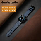 Ремешок из натуральной кожи для Apple Watch 6 SE 5 4 3 2 38 мм 40 мм, кожаный браслет для iwatch 5 44 мм 42 мм, коричневый браслет
