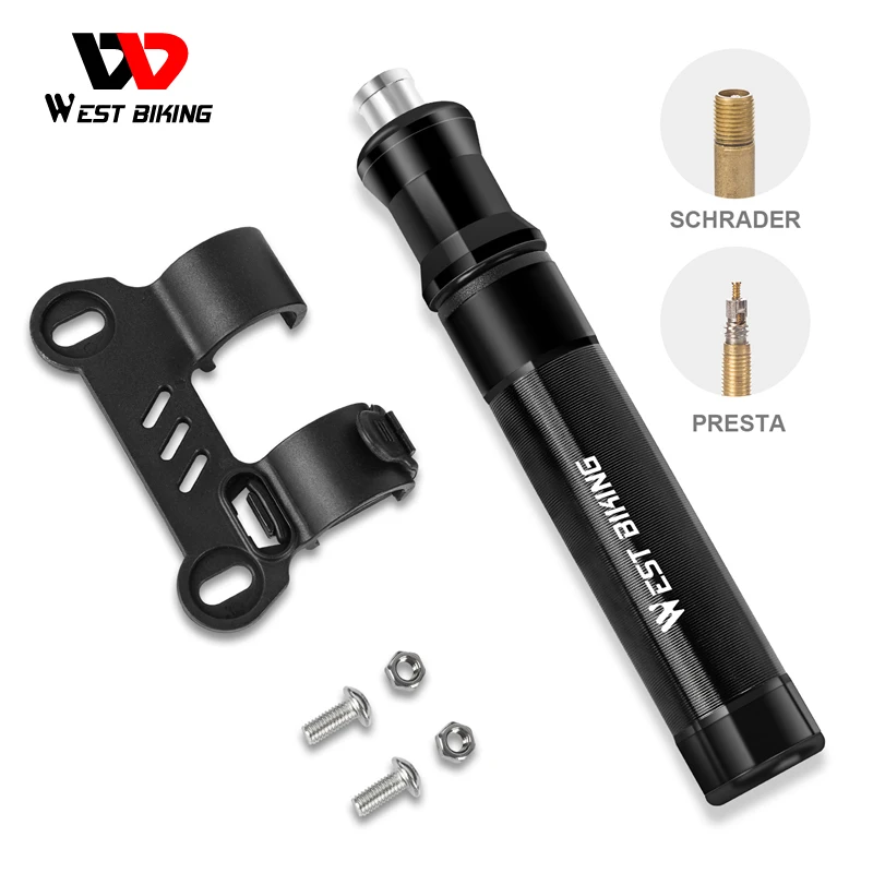 WEST BIKING Mini Bike Pump Aluminum Alloy Bicycle Air Ball Tire Inflator AV/FV Nozzle MTB Mountain Cycling Hand | Спорт и
