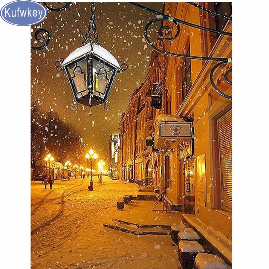 DIY, алмазная вышивка снег, 5d квадратная Алмазная картина Венецианская улица, вышивка крестом, 3D, Алмазная мозаика, украшение дома, Рождество
