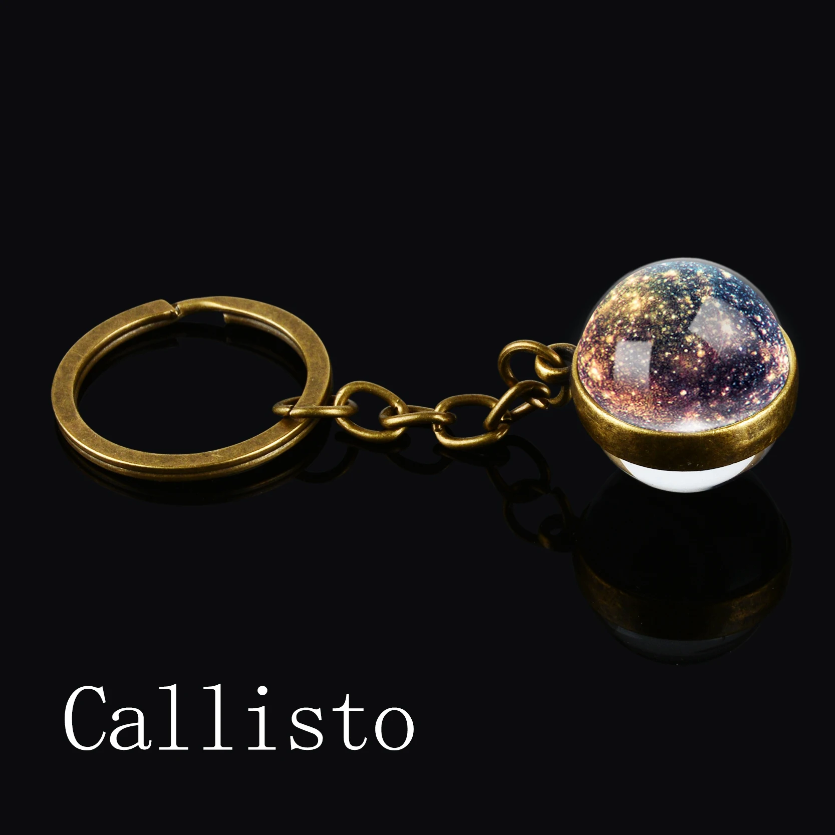 Брелок с солнечной системой стеклянный шар для ключей двухсторонний держатель