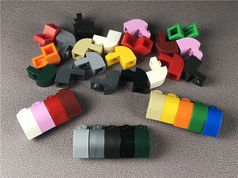 50 шт./лот MOC кирпичи цветной модифицированный кирпич 1x2x1 1/3 с изогнутым верхом 6091