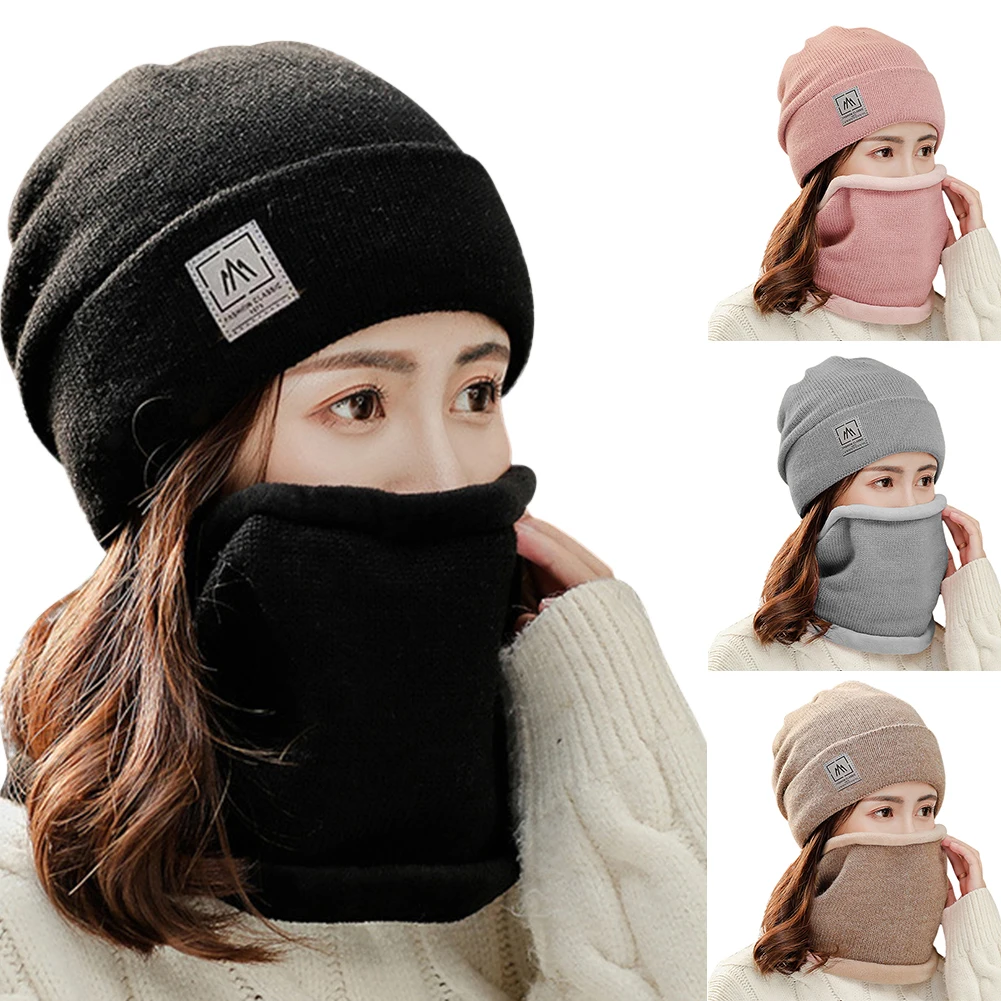 

2pcs/Set Winter Warm Outdoor Cycling Fleece Scarf+Hat Men Women Multifunctional Full-Face Protection CAP Thickened Masks