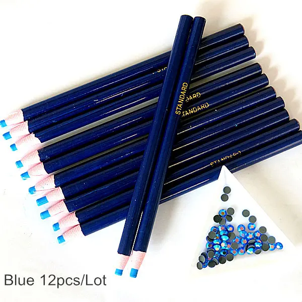 Blue-12PCS Белый карандаш бумажный деревянный карандаш палочки горячей фиксации Стразы не горячей фиксации Стразы Diy инструменты B1972 - Цвет: Blue-12PCS