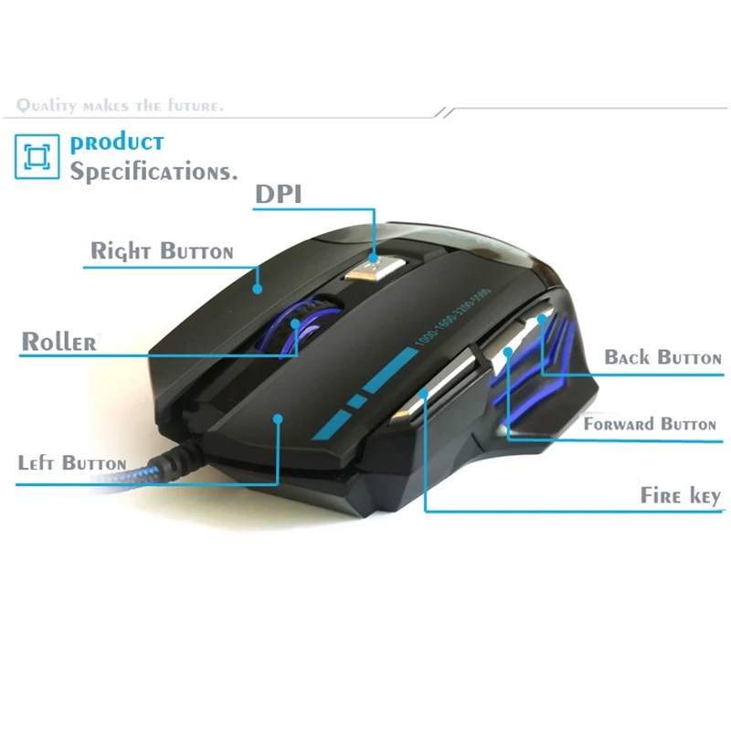Профессиональная Проводная игровая мышь 7 кнопок 5500 DPI светодиодсветодиодный
