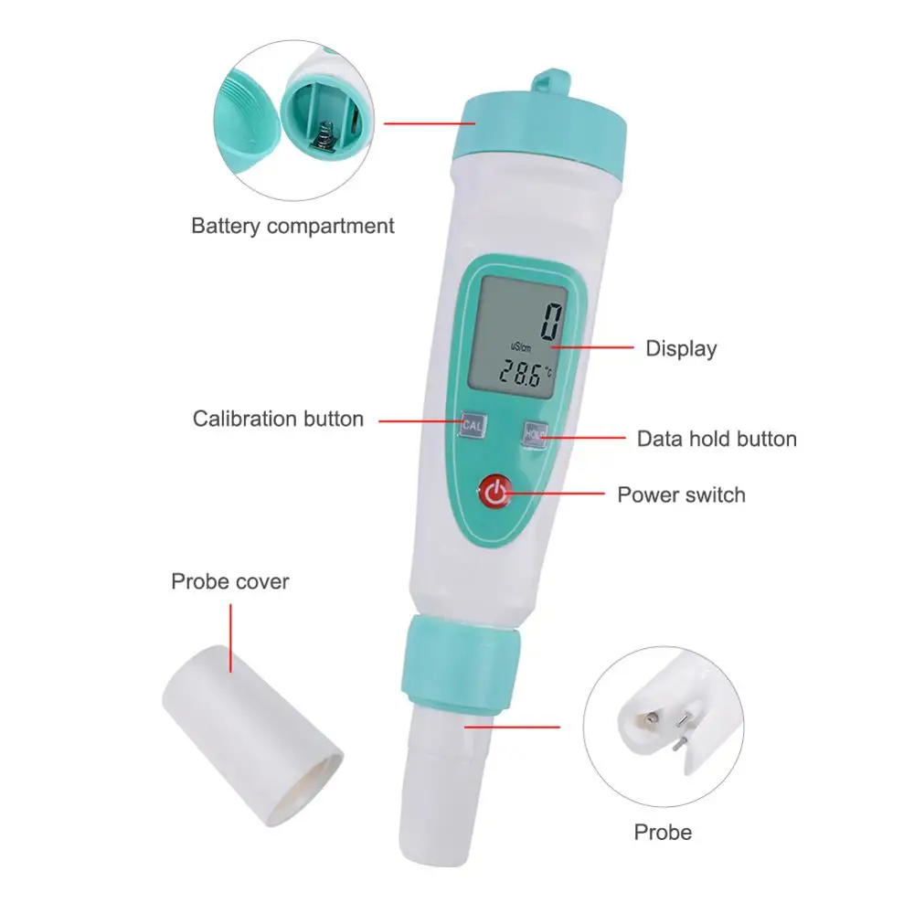 DDB-12L Digital Conductivity Meter EC & Temperature 2 In 1 Water Quality Tester.0-5000us/cm Automatic Compensation | Инструменты