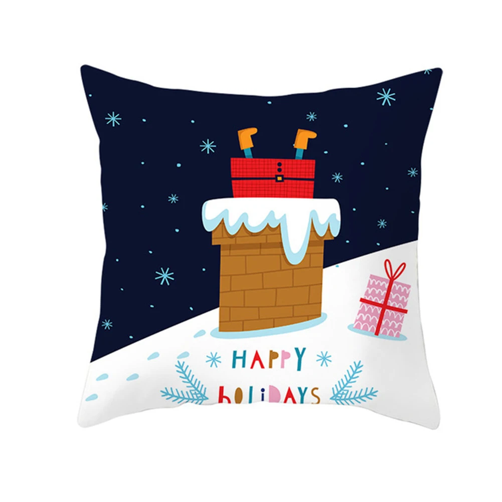 

Santa Snowman Christmas Tree Elk Letters Cushion Cover Pillow Case Xmas Decor Polyester Cartoon Pattern Fine Workmanship Cover