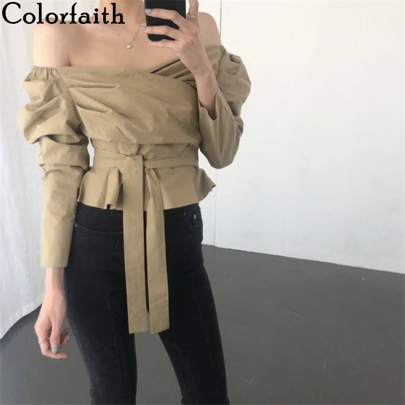 Colorfaith новинка 2021 женские летние блузки рубашки повседневные винтажные с