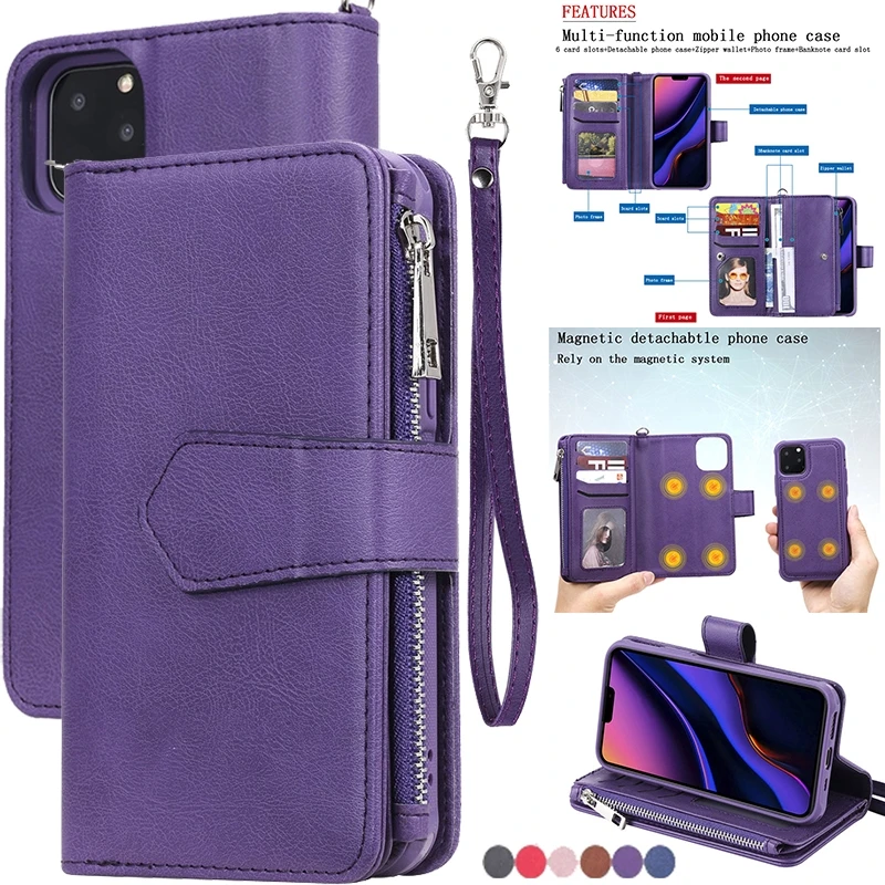 

Suitable for iPhone 11 Pro Xs Max XR X Leather Card Slots Handbag Bag Cover For iPhone 8 7 6s Plus