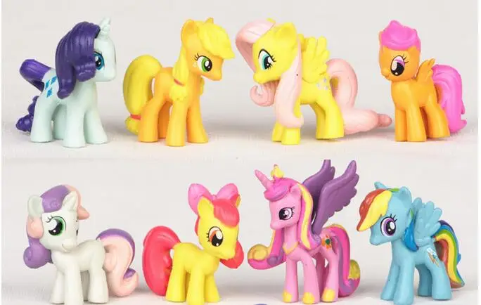 12 pcs/set 3-5cm little poni PVC Rainbow horse cute action toy figures dolls for girl birthday christmas gift | Игрушки и хобби