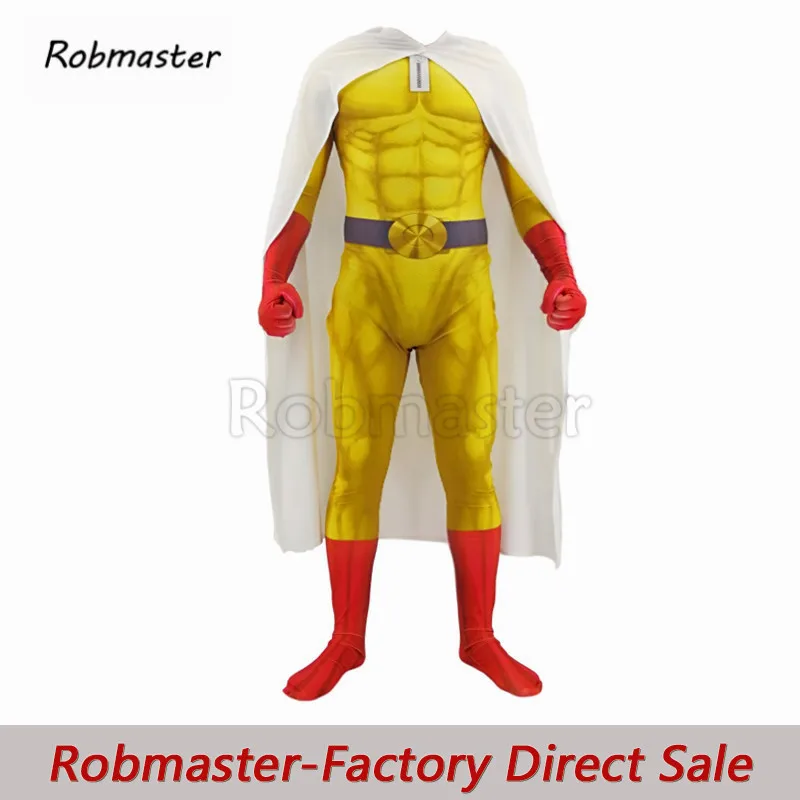 

Anime Men Boys One Punch Man Cosplay Costumes Spandex Zentai Saitama Cosplay Halloween Bodysuit Jumpsuit Cloak Outfits