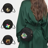 women circular handbag shoulder crossbody bags 2022 3d pattern fashion design tote wallet underarm evening round mini clutch bag