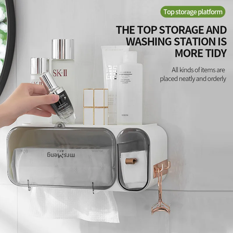 Настенной туалетной бумаги коробка PunchFree самоклеющейся Водонепроницаемый